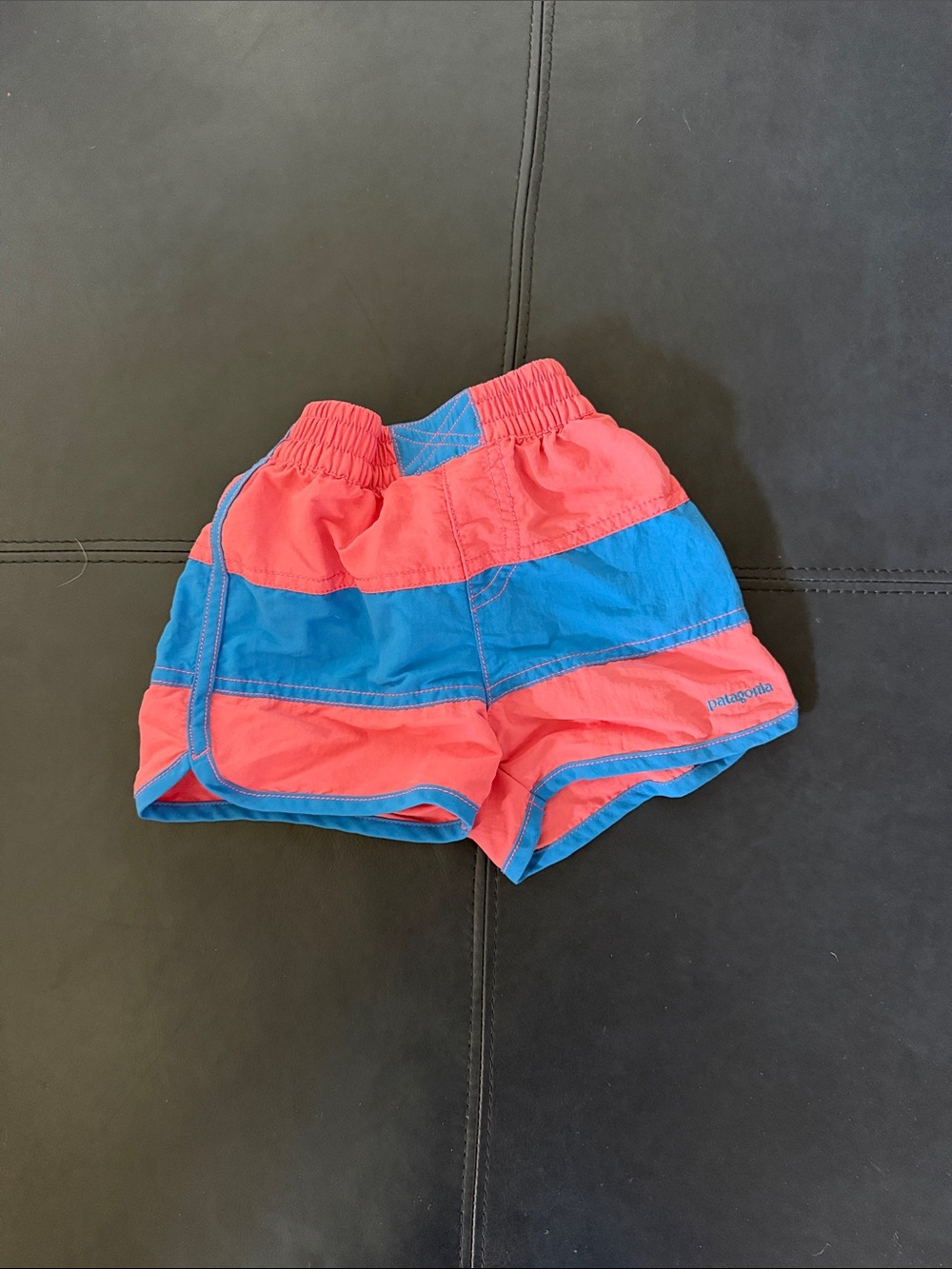 Patagonia Kids Pink and Blue Striped Athletic Shorts